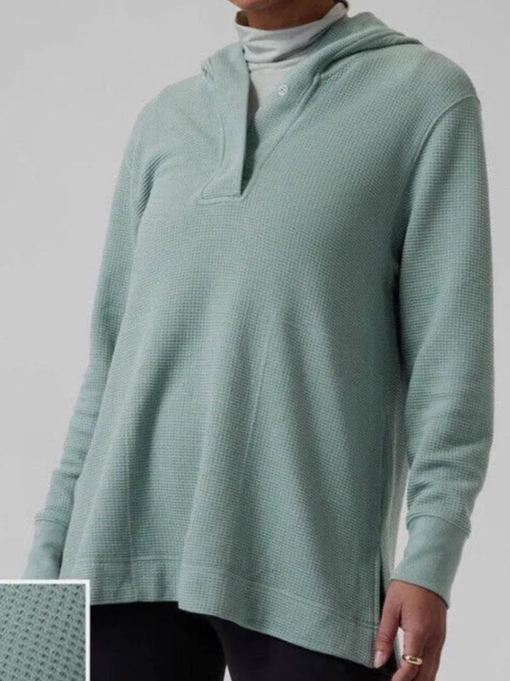 Athleta Coaster Luxe Waffle Hoodie size m teal